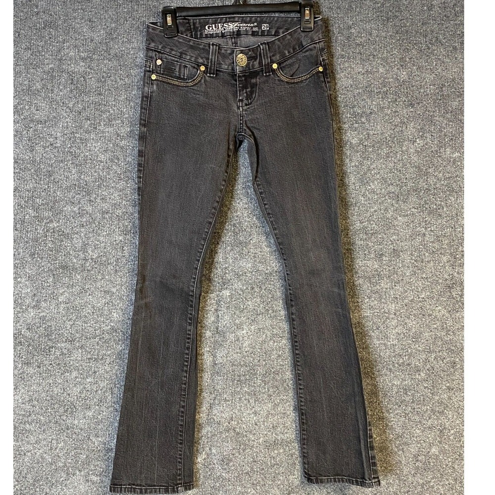 Guess Jeans Womens Size 26 Flare‎ Bootcut Denim Pants Gray Embroidered